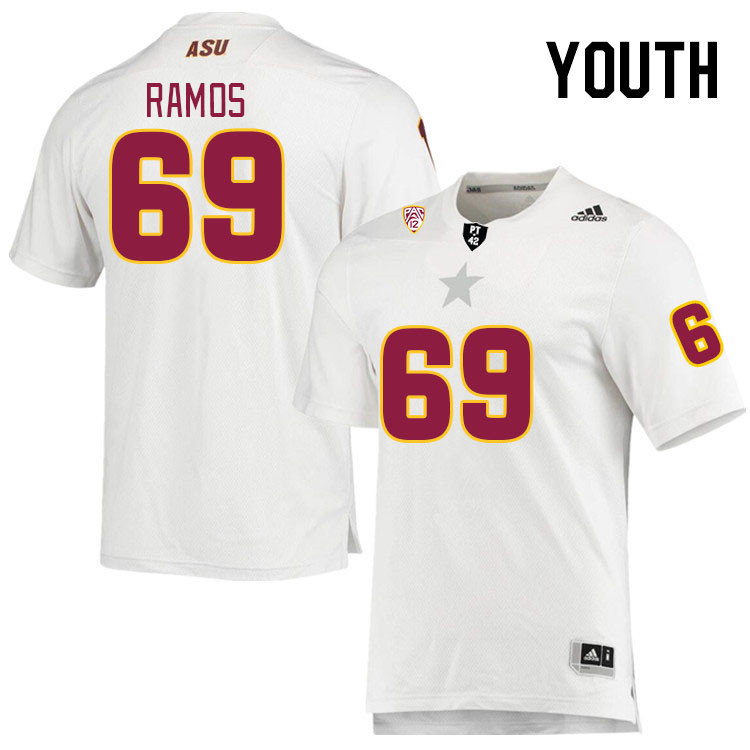 Youth #69 Joey Ramos Arizona State Sun Devils College Football Jerseys Stitched Sale-White - Click Image to Close